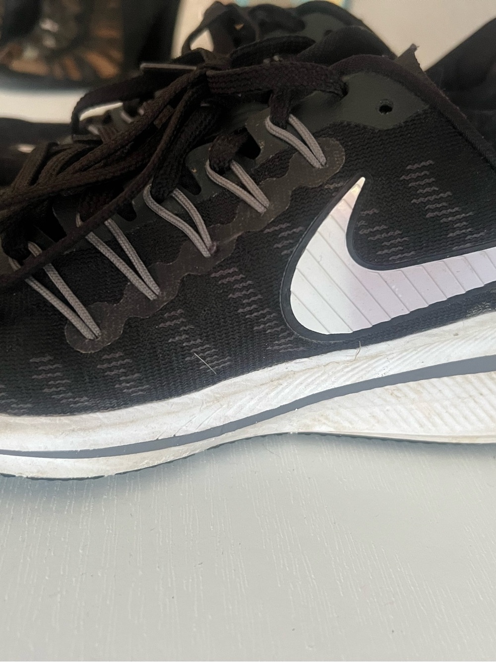 Nike Women's Black Athletic Sneakers with White Swoosh